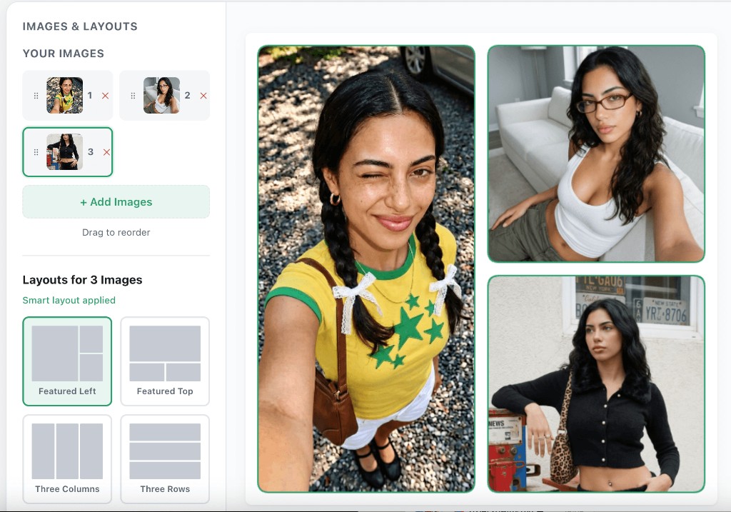 Multiple photos merged into one automatic grid layout.
